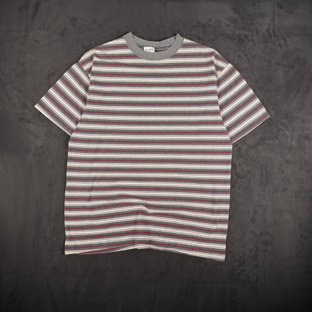90s Mens Sostanza Striped Crewneck T-Shirt Vintage Skater Grunge Medium